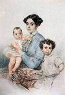 Портрет Терезы- Микеле Титтони с сыновьями. 1850-1852. Брюллов Карл Павлович (1799-1852)